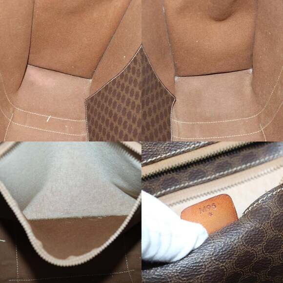 CELINE Macadam Canvas Shoulder Bag Pvc Leather Brown Gold - Picture 12 of 12